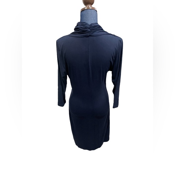 Karen Kane Navy Cascade faux Wrap 3/4 sleeve knee length V-neck Sz large Dress - Picture 3 of 10